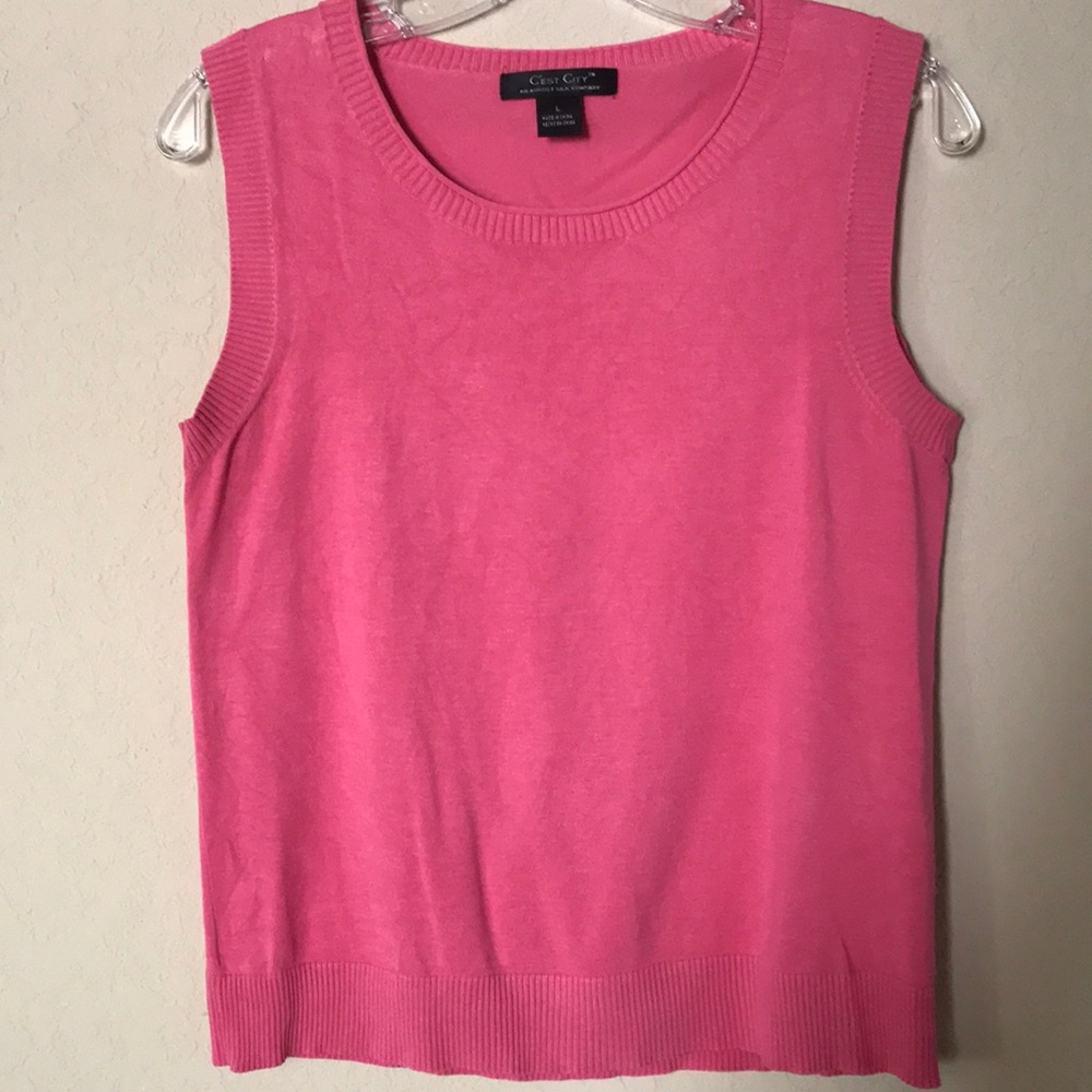 C'est City An August Silk Company Pink Sleeveless Silk Blend Top - Size L